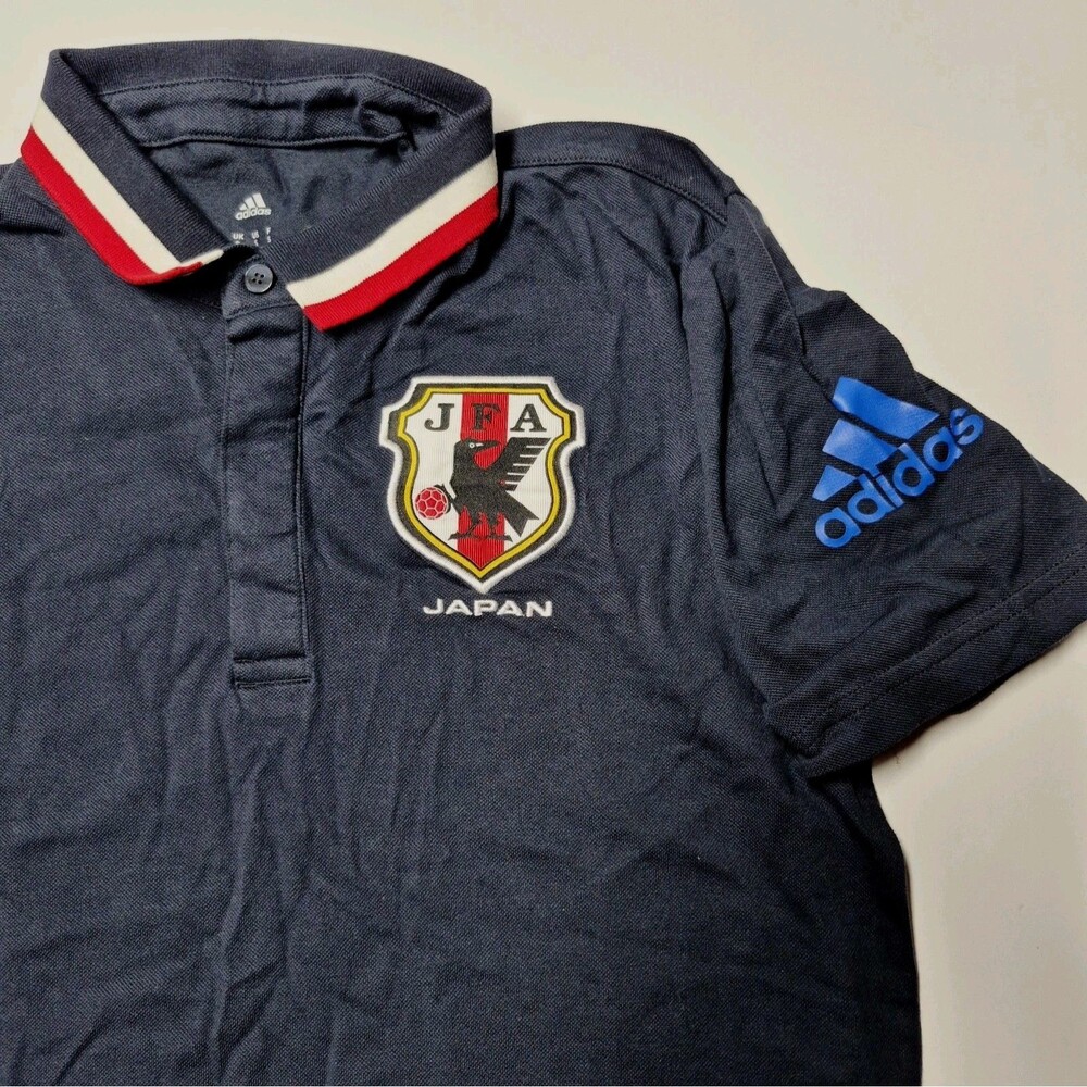 adidas Japan National Team Polo Shirt JFA Soccer Navy Mens Small AC6731 EUC